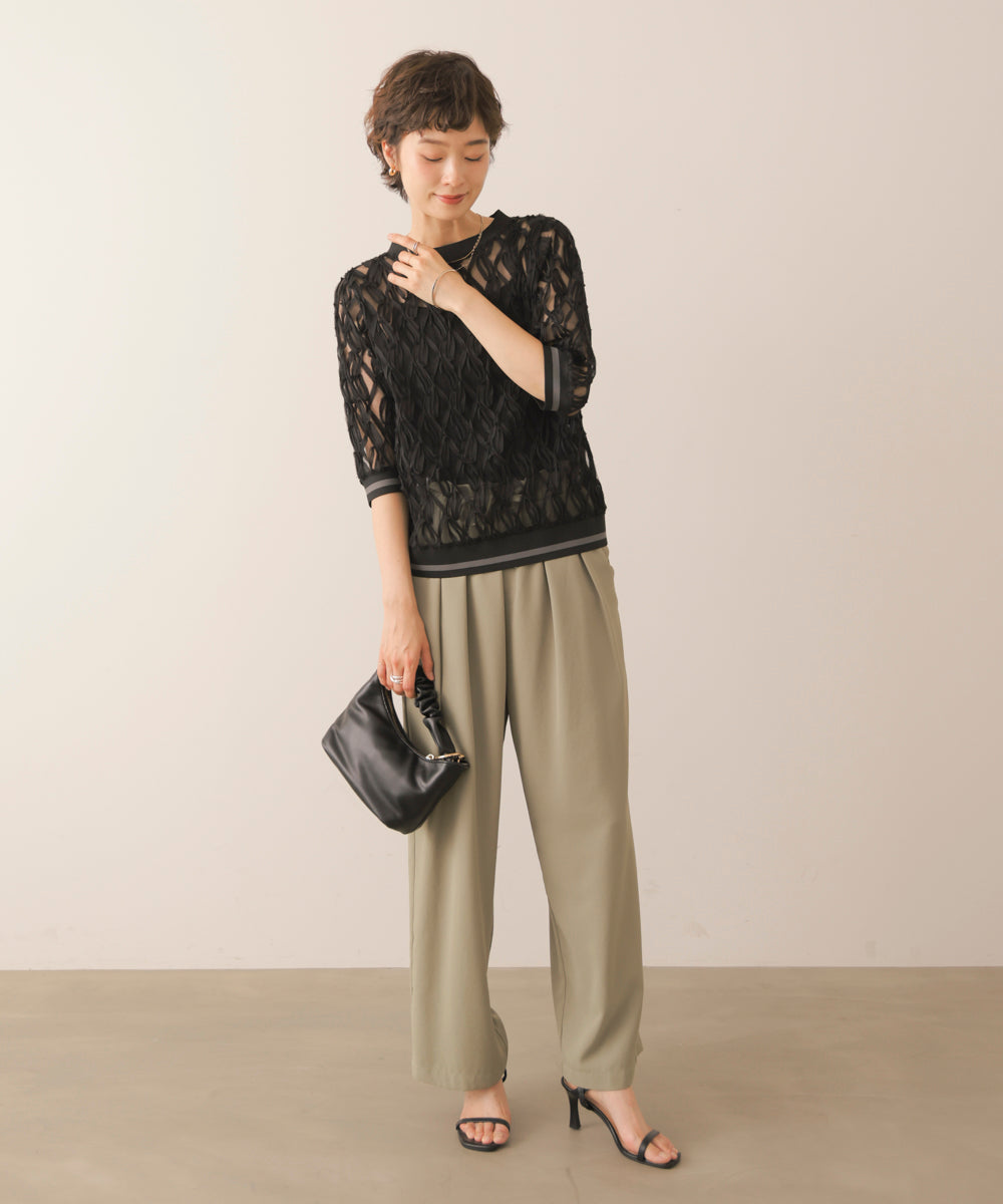 幾何柄シアートップス