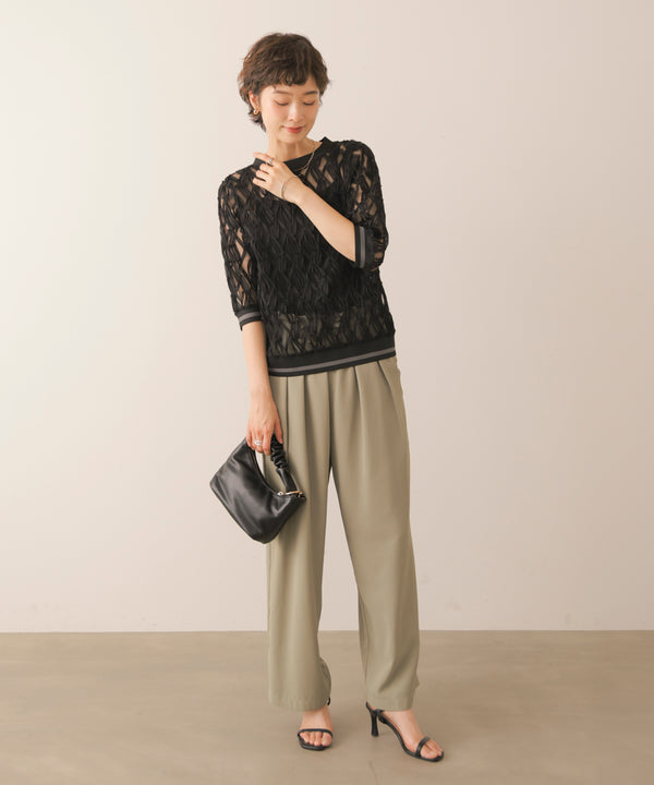 幾何柄シアートップス