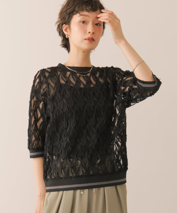 幾何柄シアートップス
