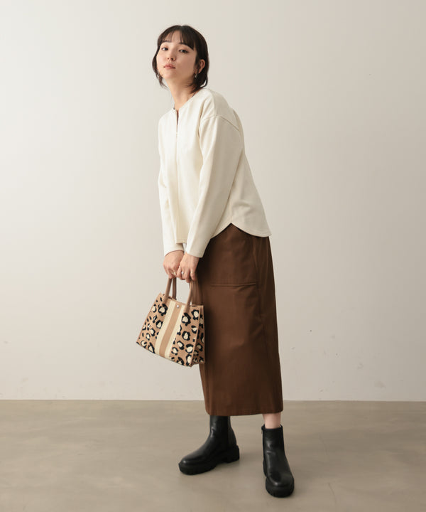 スエード×リブキーネックブルゾン［10/9発送予定］