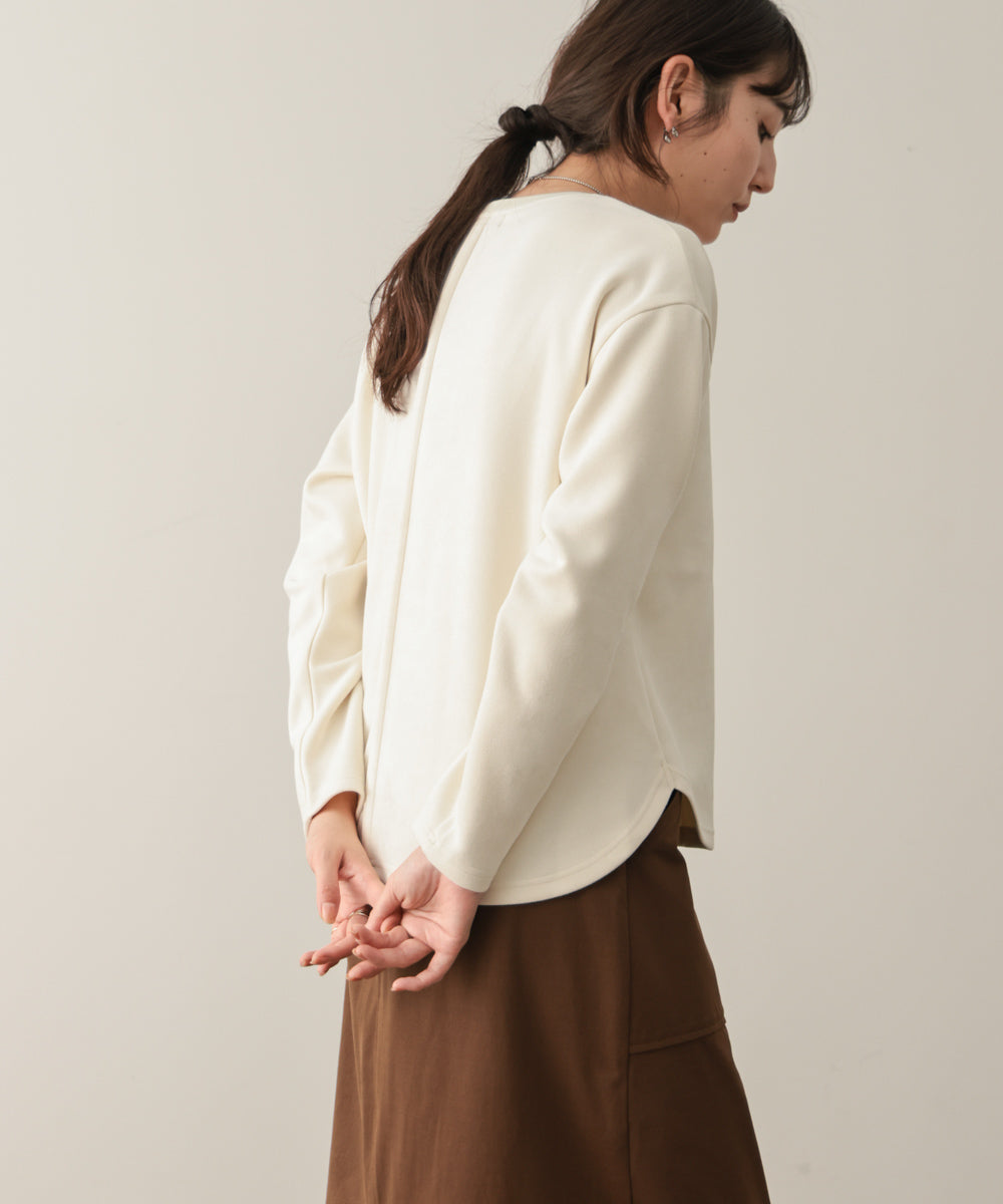 スエード×リブキーネックブルゾン［10/9発送予定］