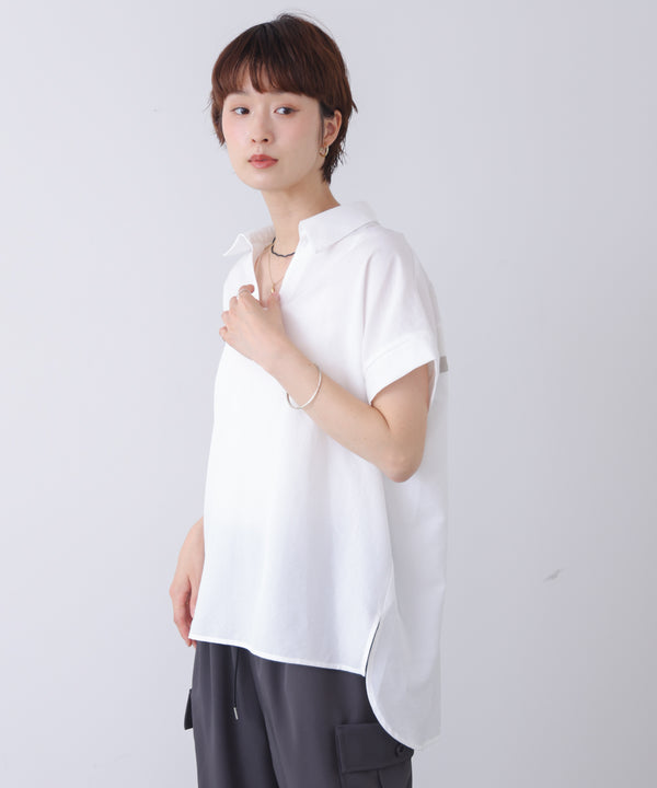 麻調ヘンリーバッグテープブラウス