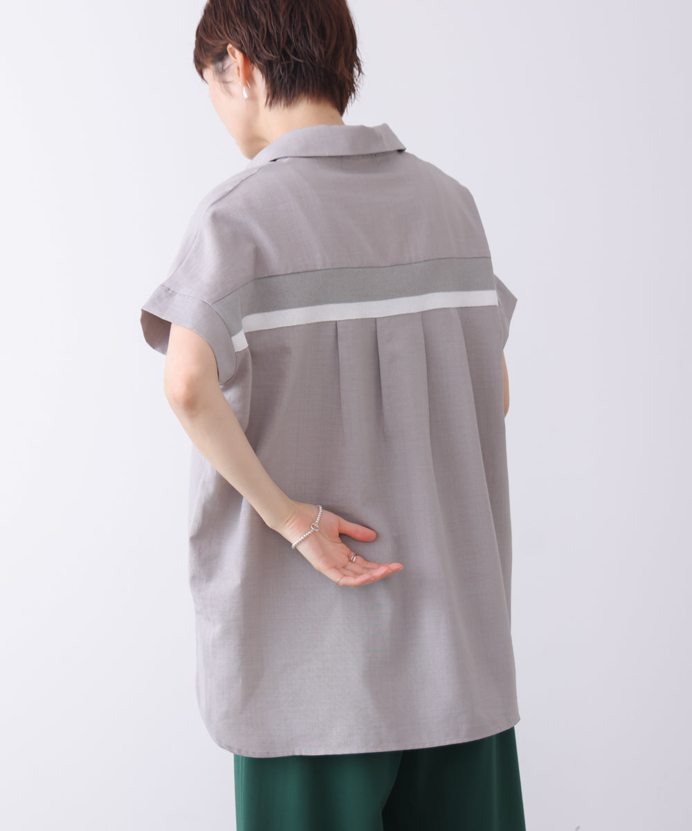 麻調ヘンリーバッグテープブラウス