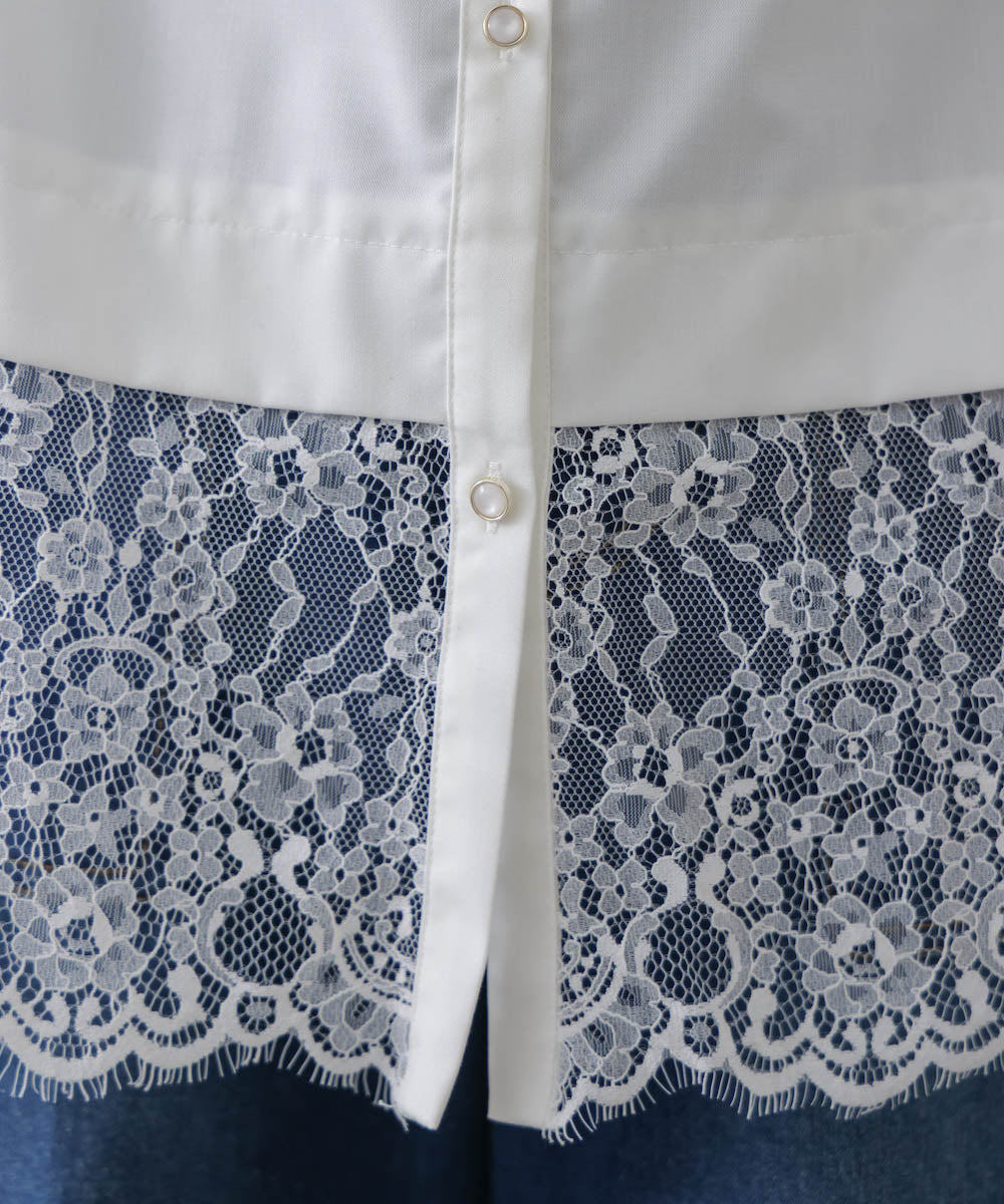 裾切替レースレイヤードブラウス［3/13発送予定］