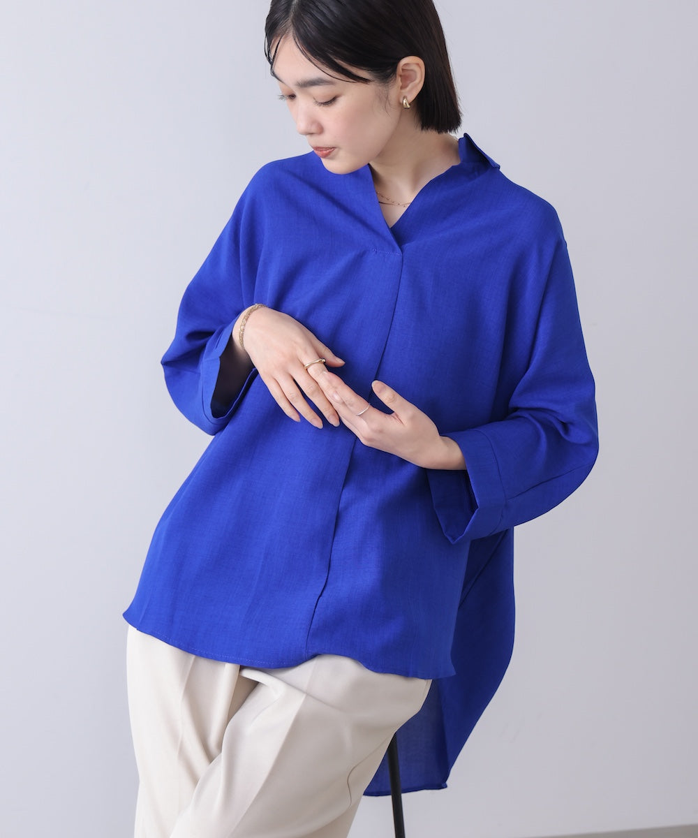 麻ライクシャツチュニック［3/18発送予定］