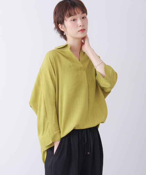 【新色追加】麻ライクシャツチュニック