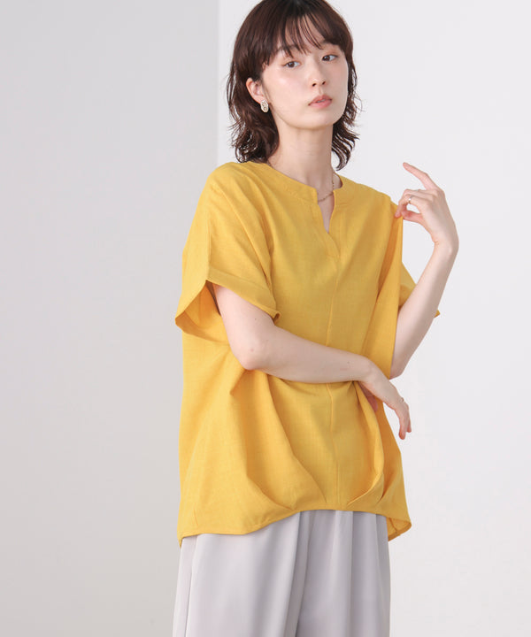 麻ライクキーネックプルオーバー