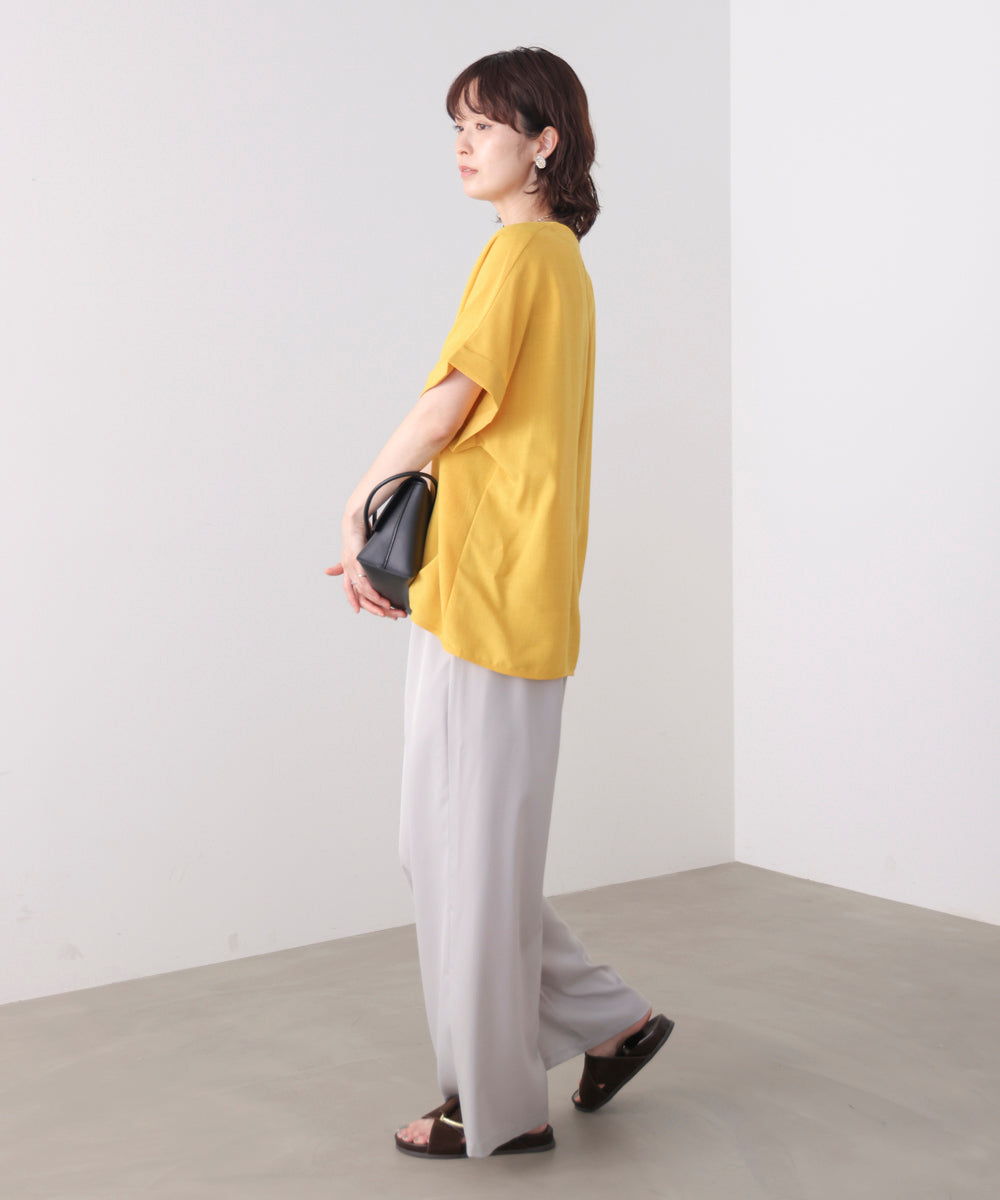 麻ライクキーネックプルオーバー