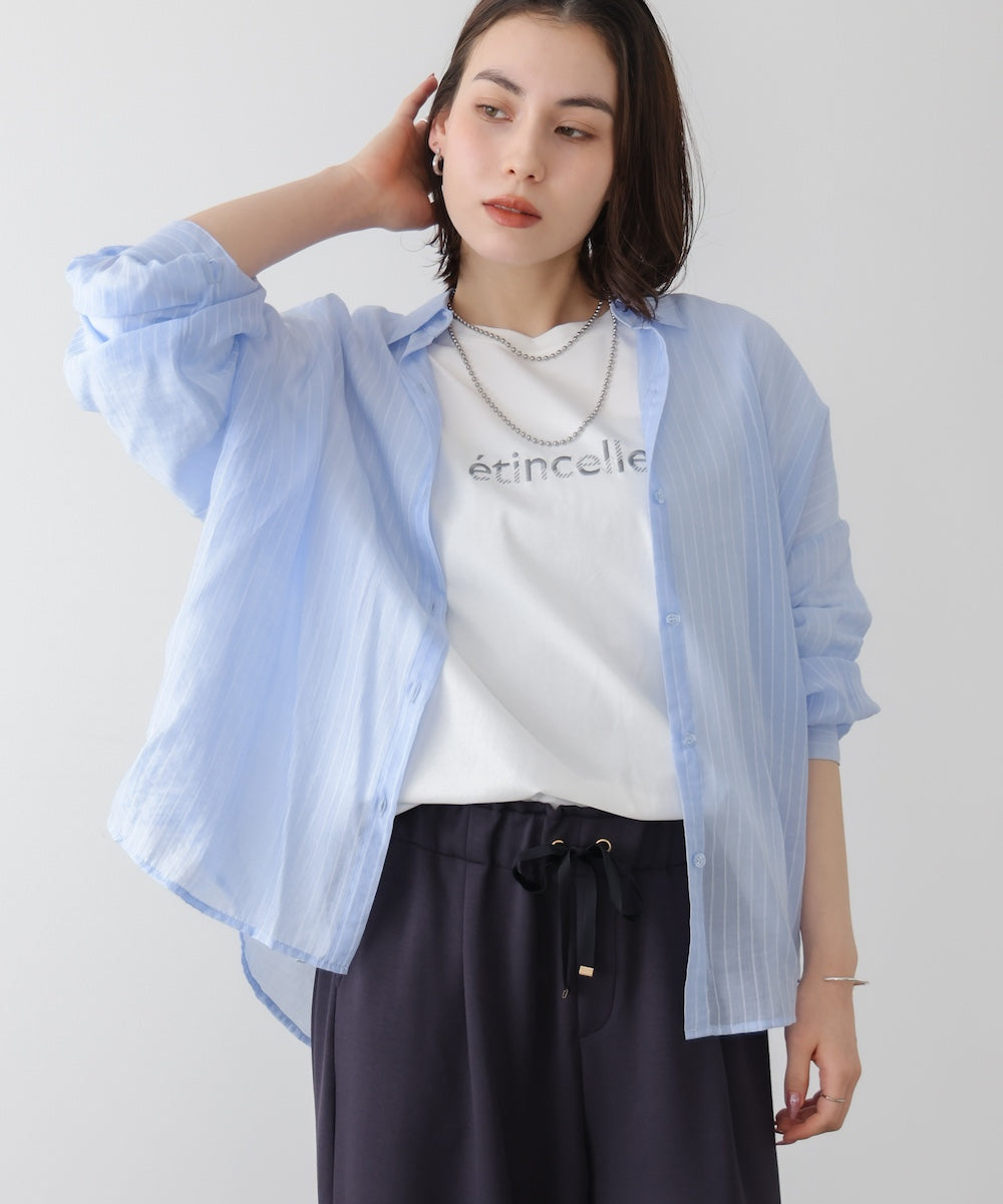 夏の最適コンビ対象】【WEB限定】シアーストライプシャツ