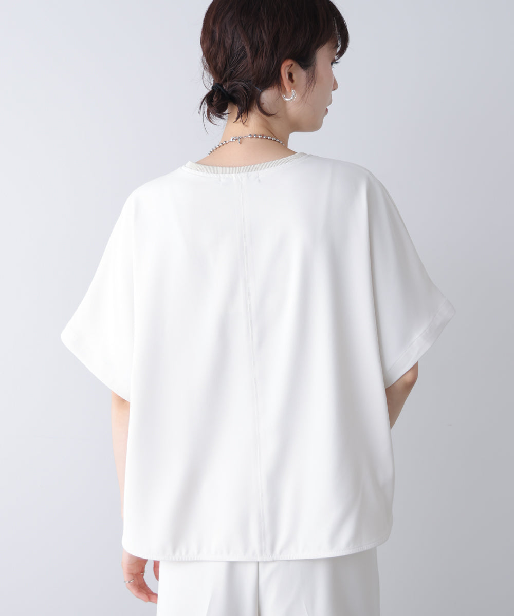 【接触冷感】ダブルクロスキーネックブラウス［5/28発送予定］