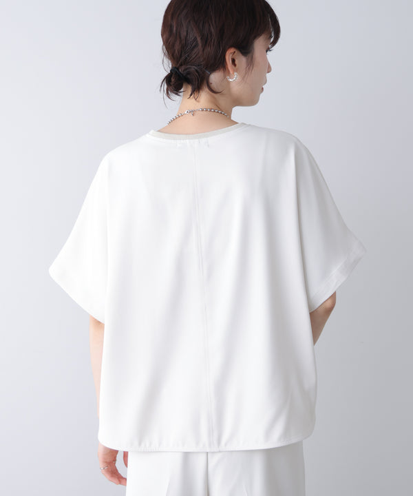 【接触冷感】ダブルクロスキーネックブラウス［5/28発送予定］