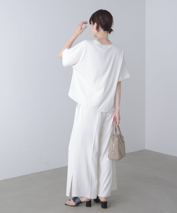 【接触冷感】ダブルクロスキーネックブラウス［5/28発送予定］