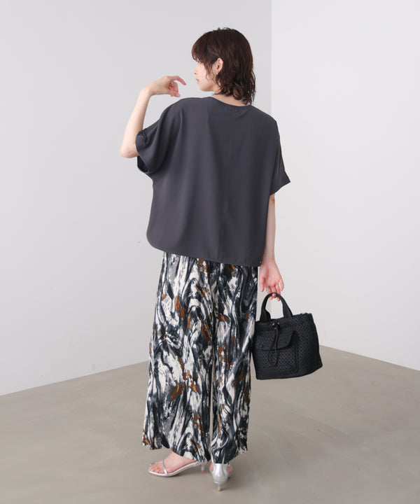 【接触冷感】ダブルクロスキーネックブラウス［5/28発送予定］