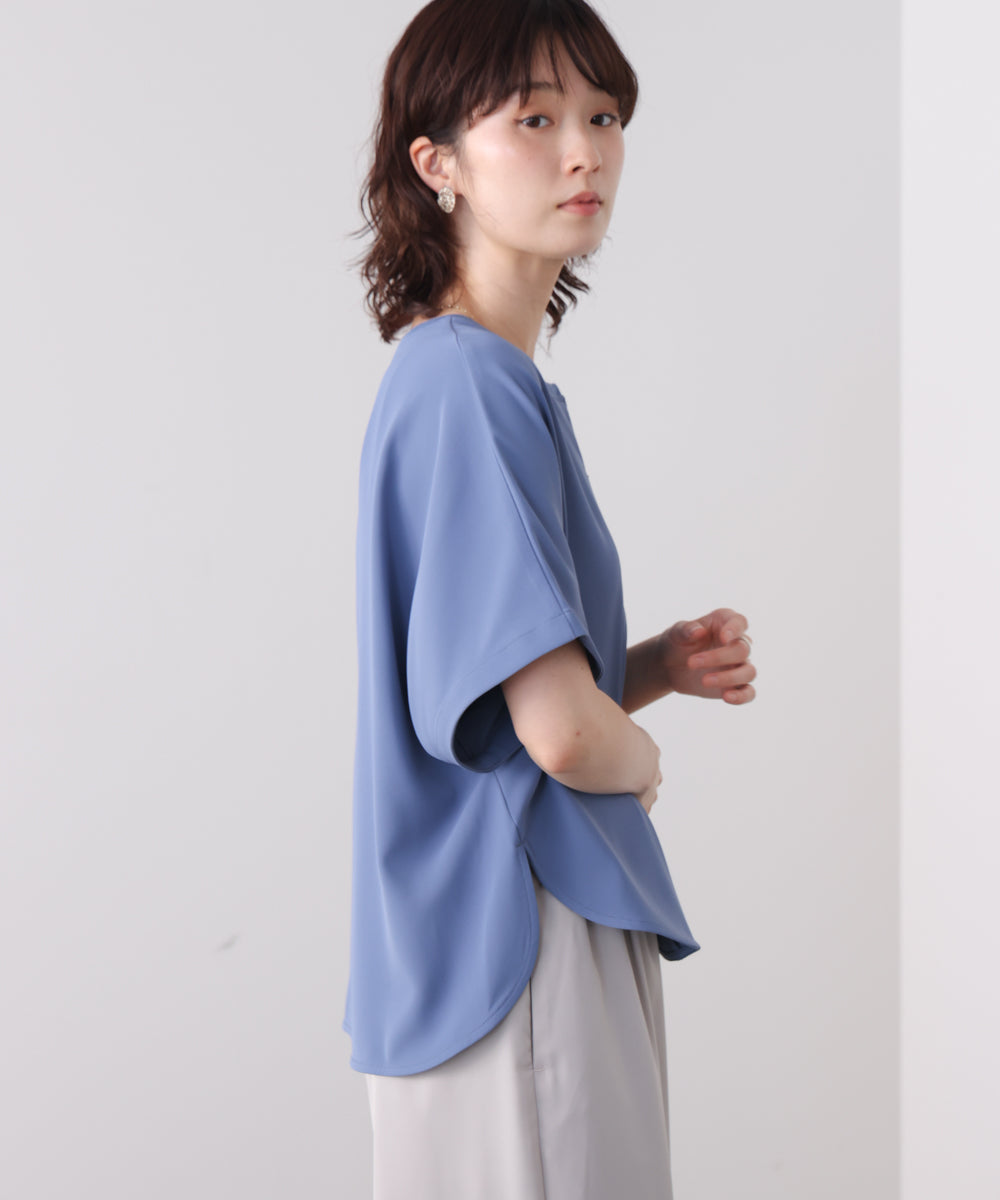【接触冷感】ダブルクロスキーネックブラウス［5/28発送予定］