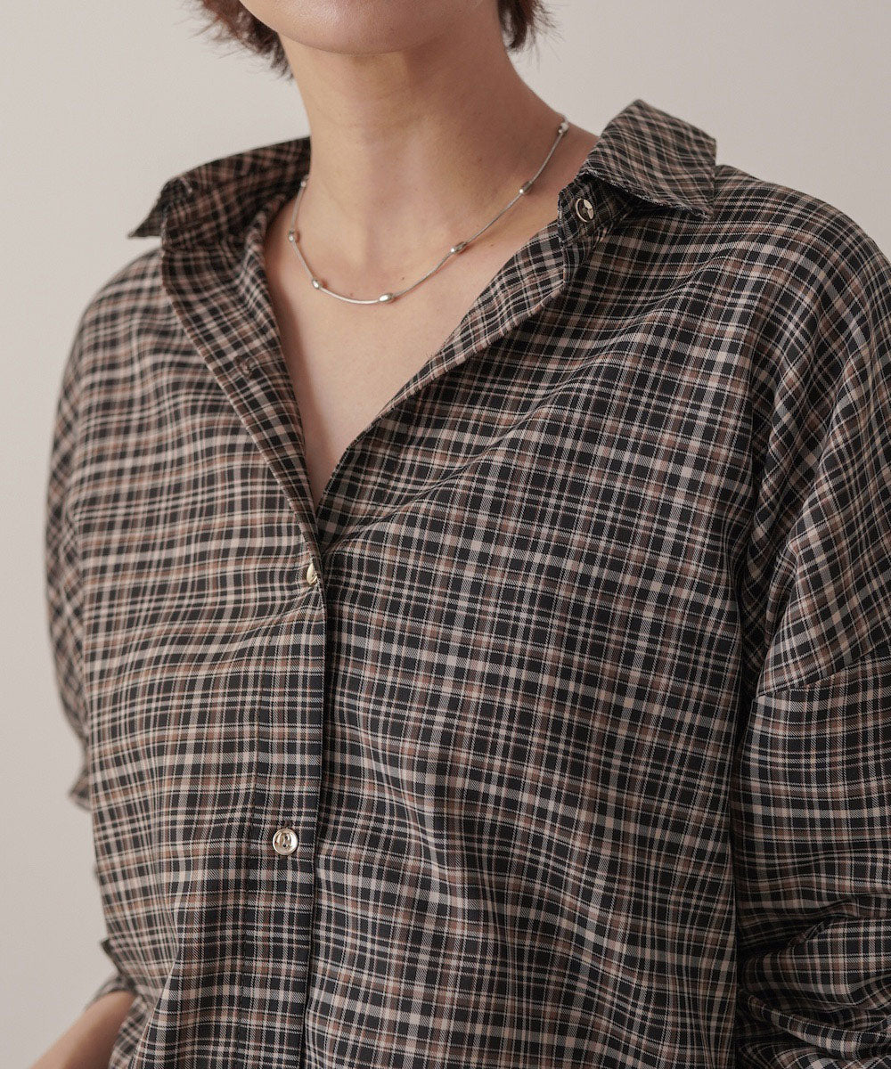 シアーチェックゴールドボタンシャツ［9/11発送予定］