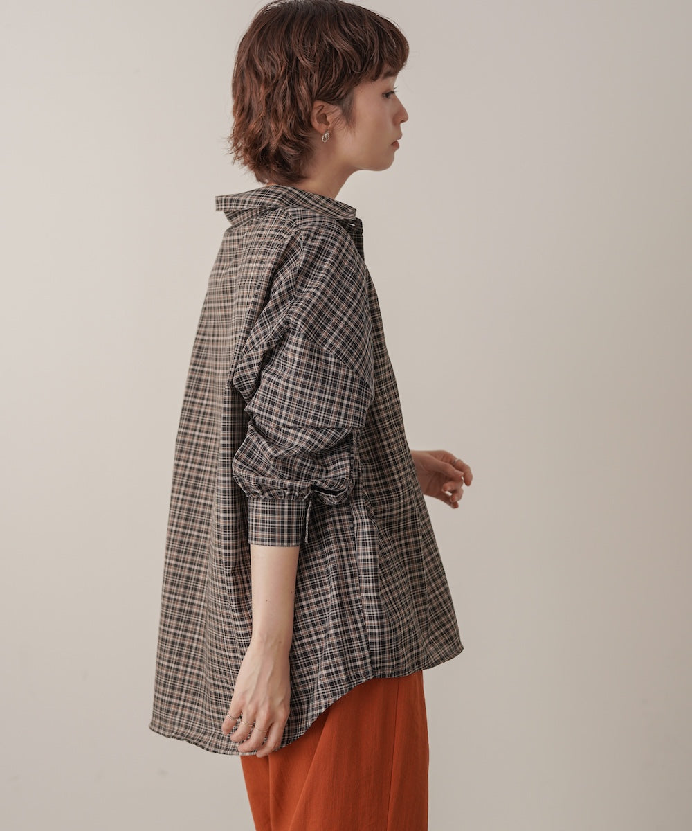 シアーチェックゴールドボタンシャツ［9/11発送予定］