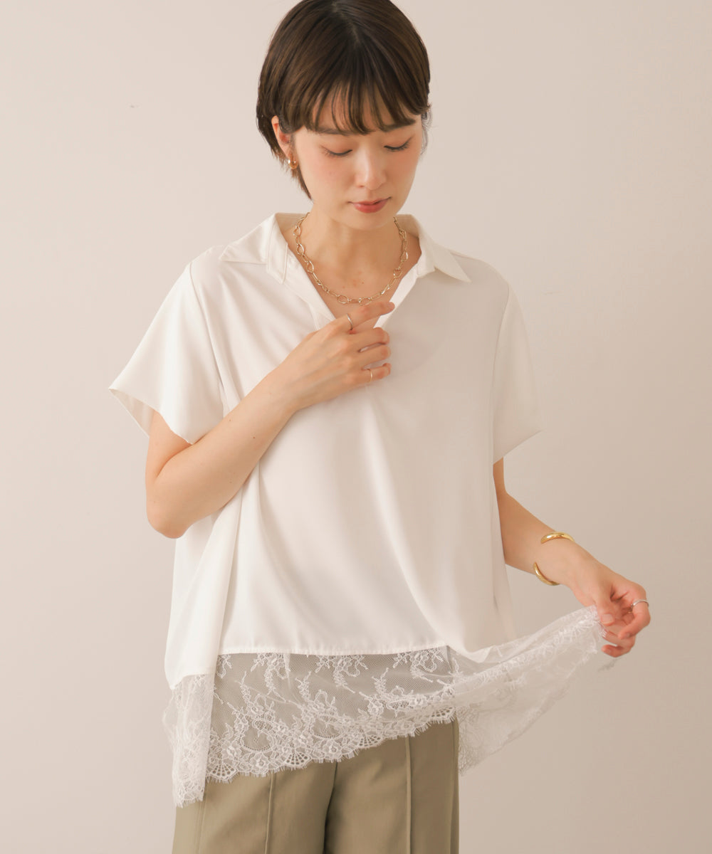 裾レーススキッパーブラウス［8/19発送予定］