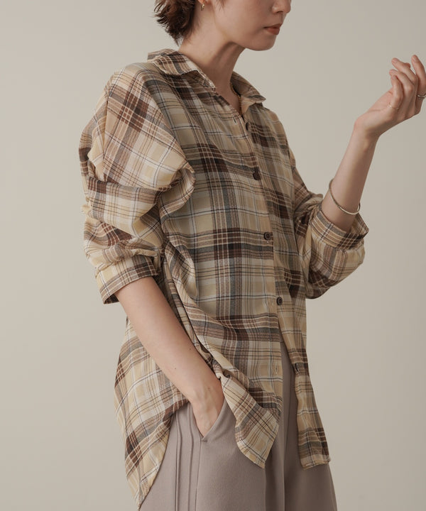 シアーカラーチェックシャツ