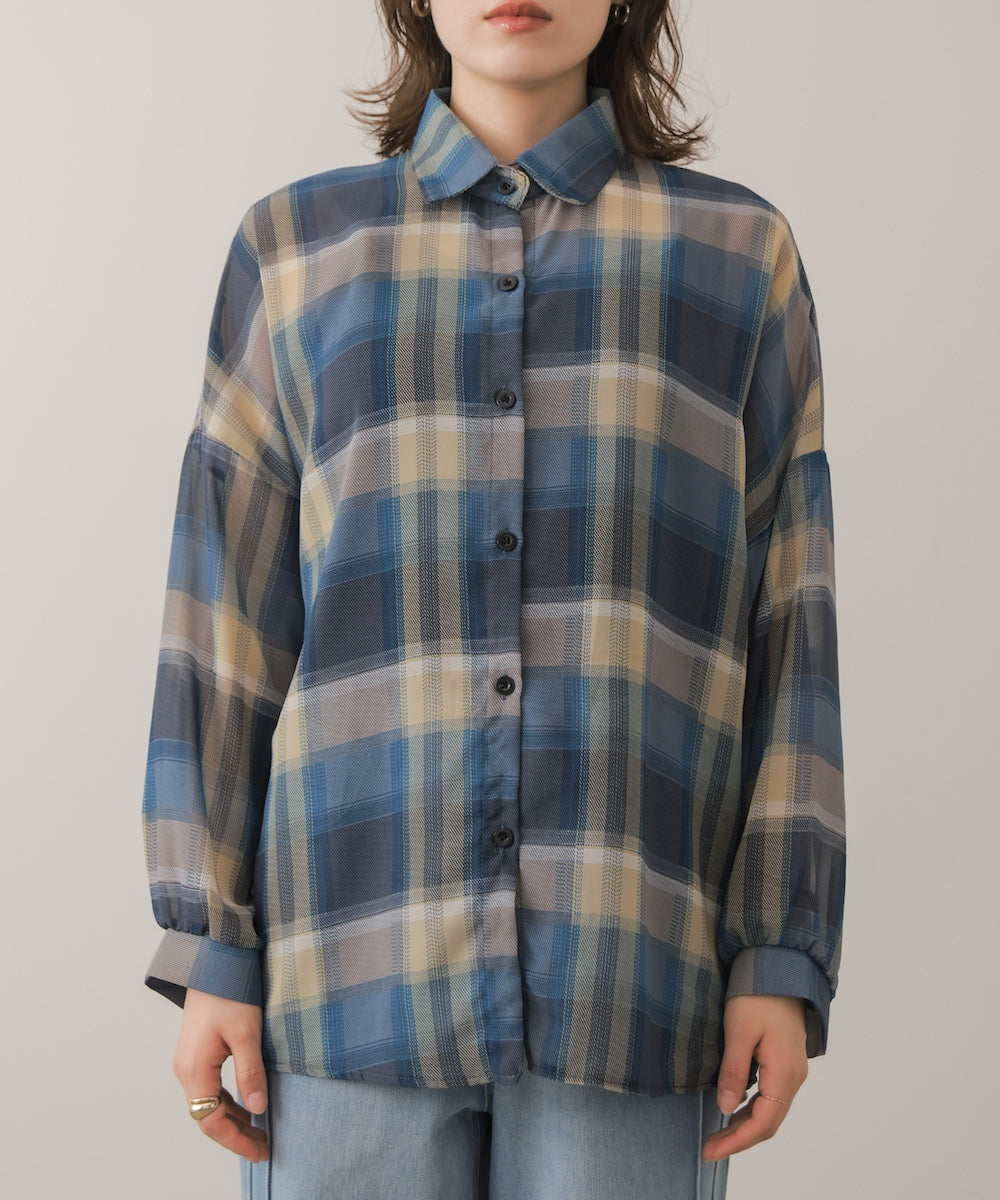 シアーカラーチェックシャツ