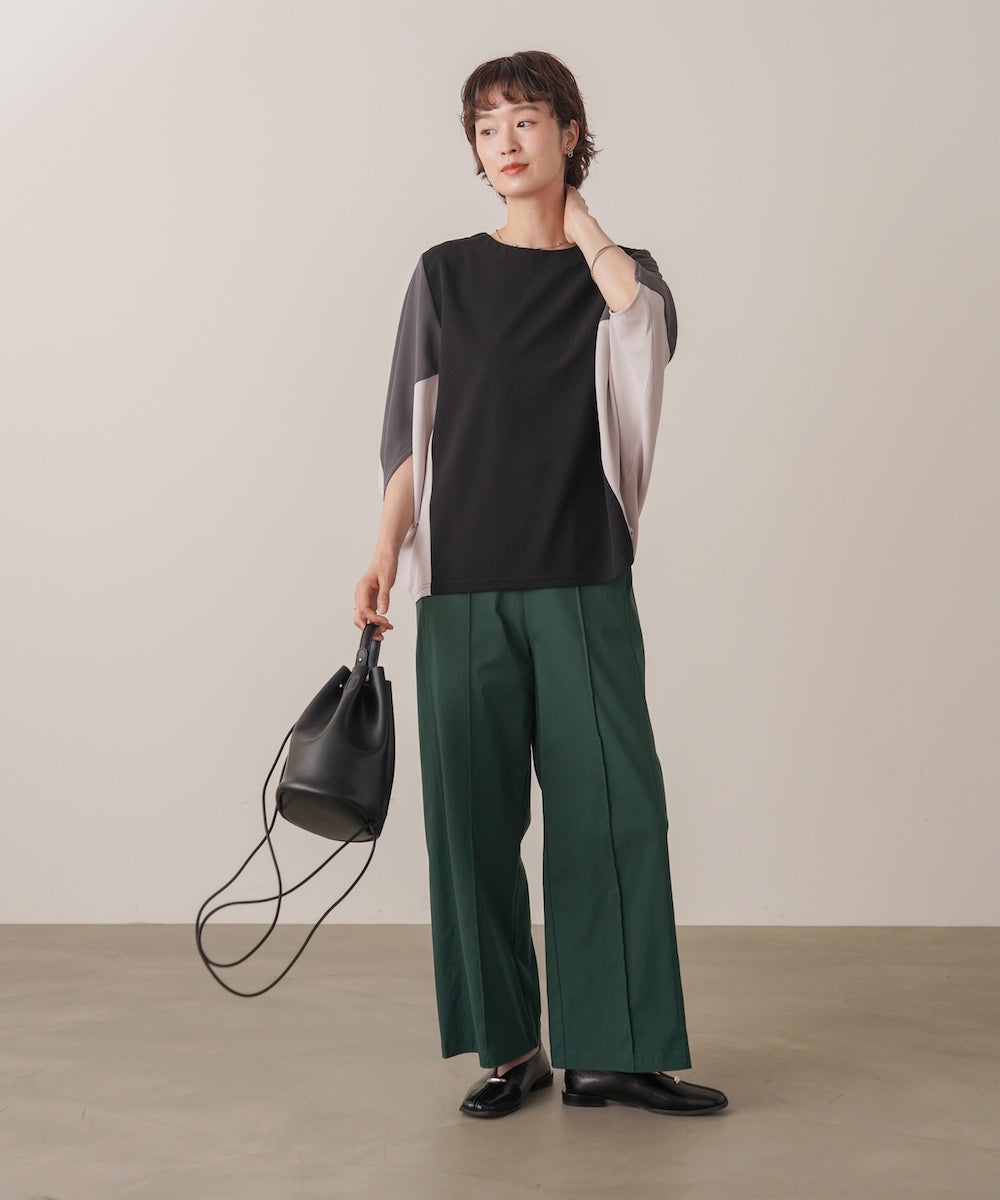 異素材配色ドルマンプルオーバー［9/11発送予定］
