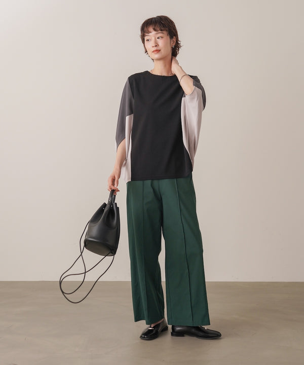 異素材配色ドルマンプルオーバー［9/11発送予定］