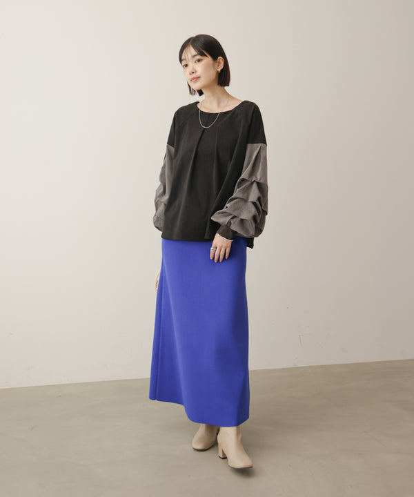 ストレッチ起毛ホイップスリーブブラウス［11/6発送予定］