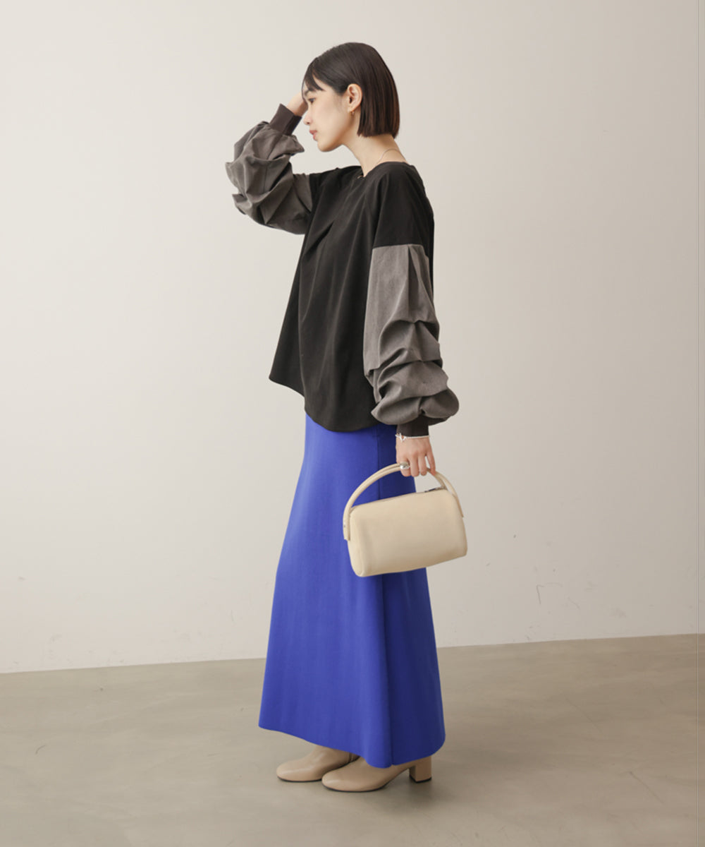 ストレッチ起毛ホイップスリーブブラウス［11/6発送予定］