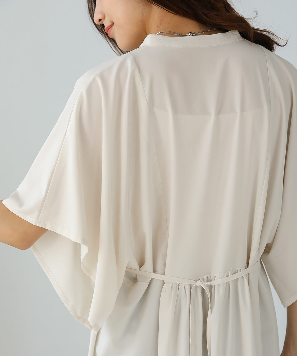 BouJeloud シルキーストレッチカフタンシャツワンピース