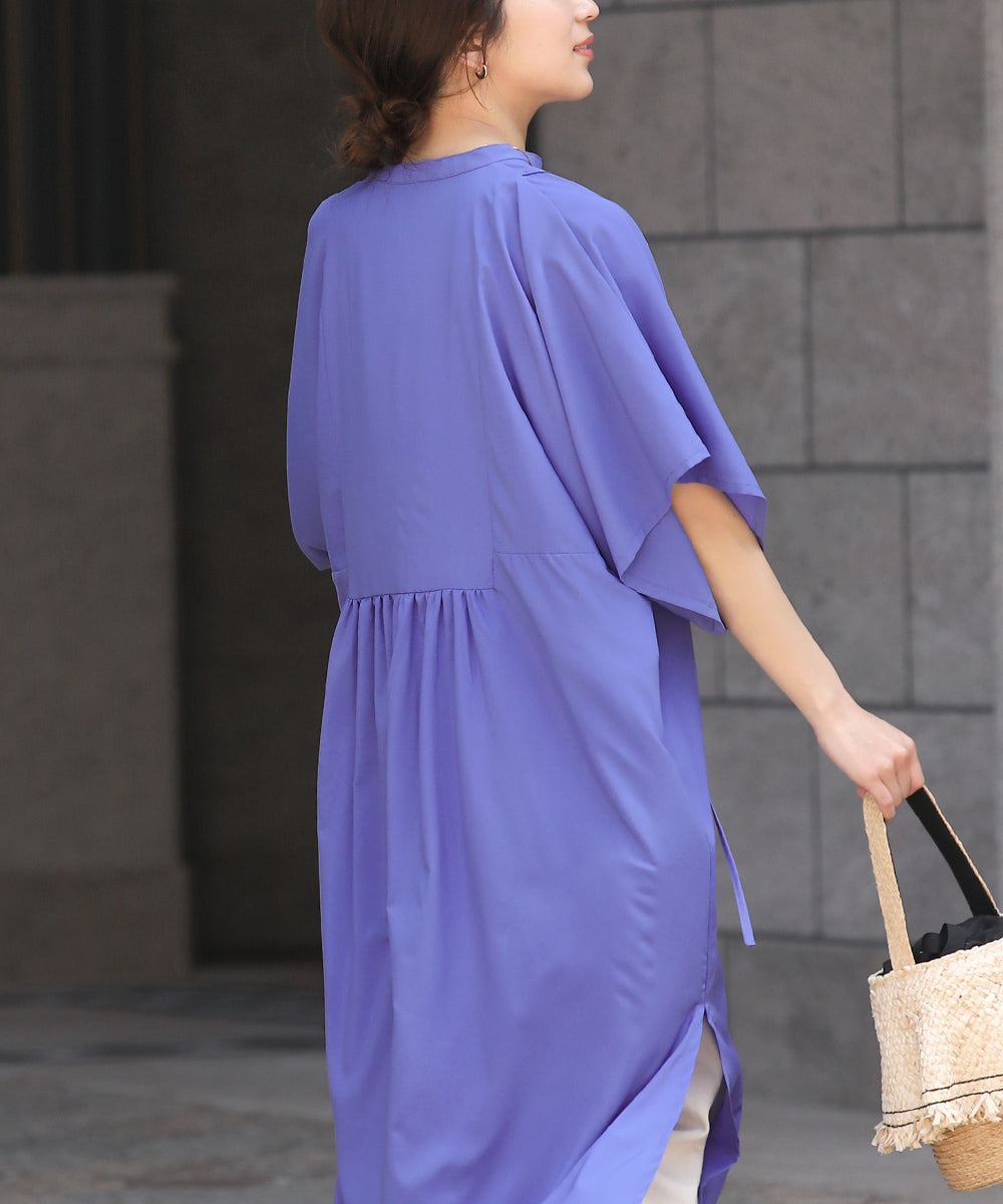 BouJeloud シルキーストレッチカフタンシャツワンピース