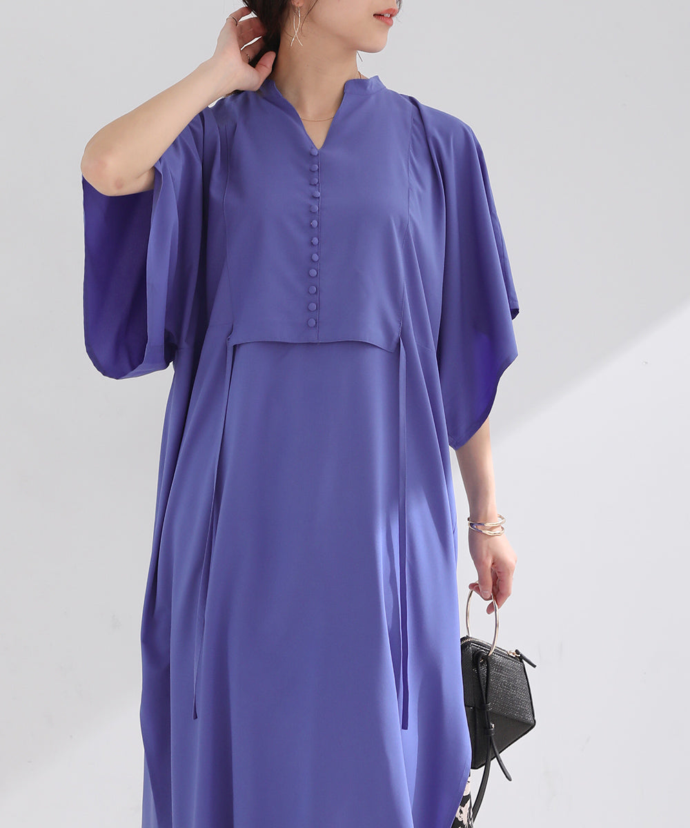 BouJeloud シルキーストレッチカフタンシャツワンピース