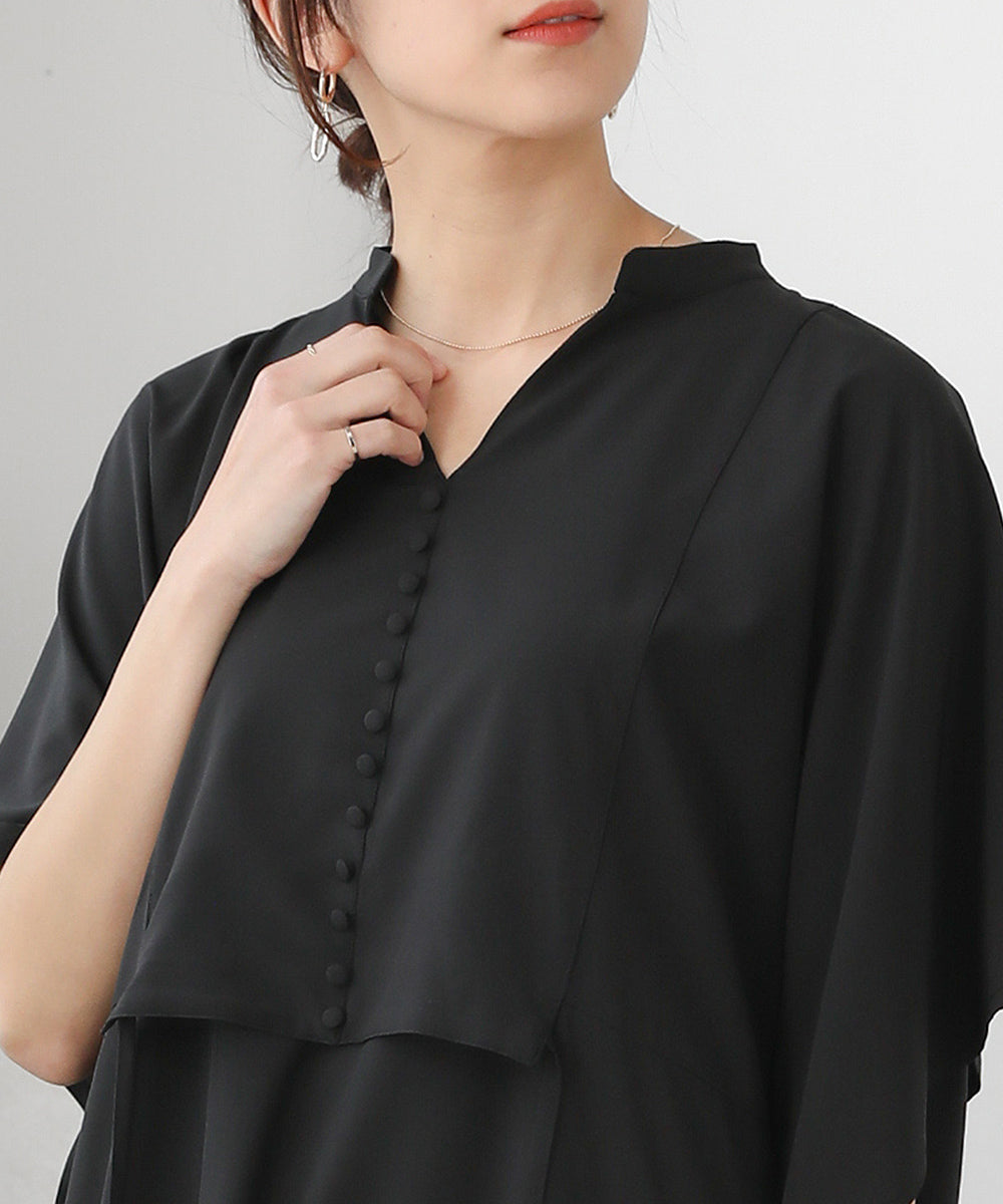 BouJeloud シルキーストレッチカフタンシャツワンピース
