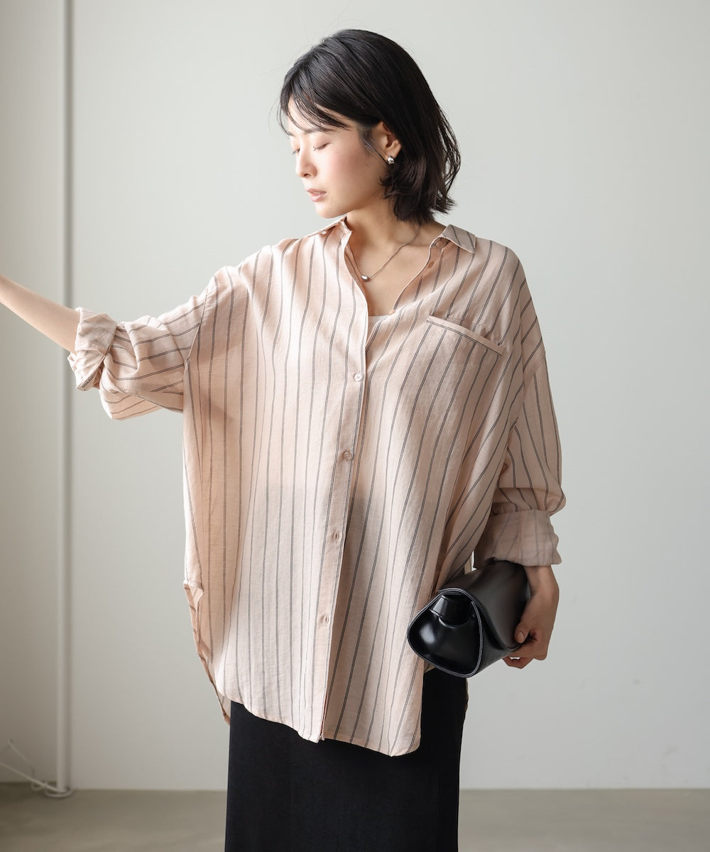 シアーストライプシャツ