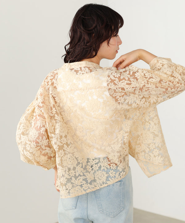レース袖ボリュームブラウス