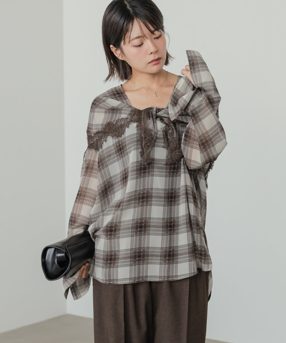 オンブレチェックシアーシャツ
