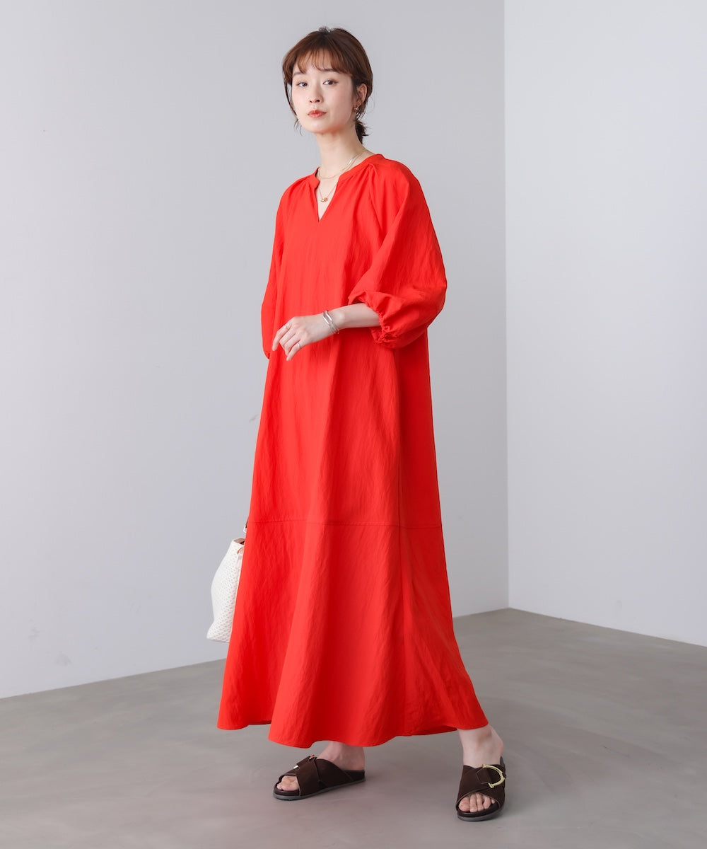 ナイロン混袖ボリュームワンピース［4/10発送予定］