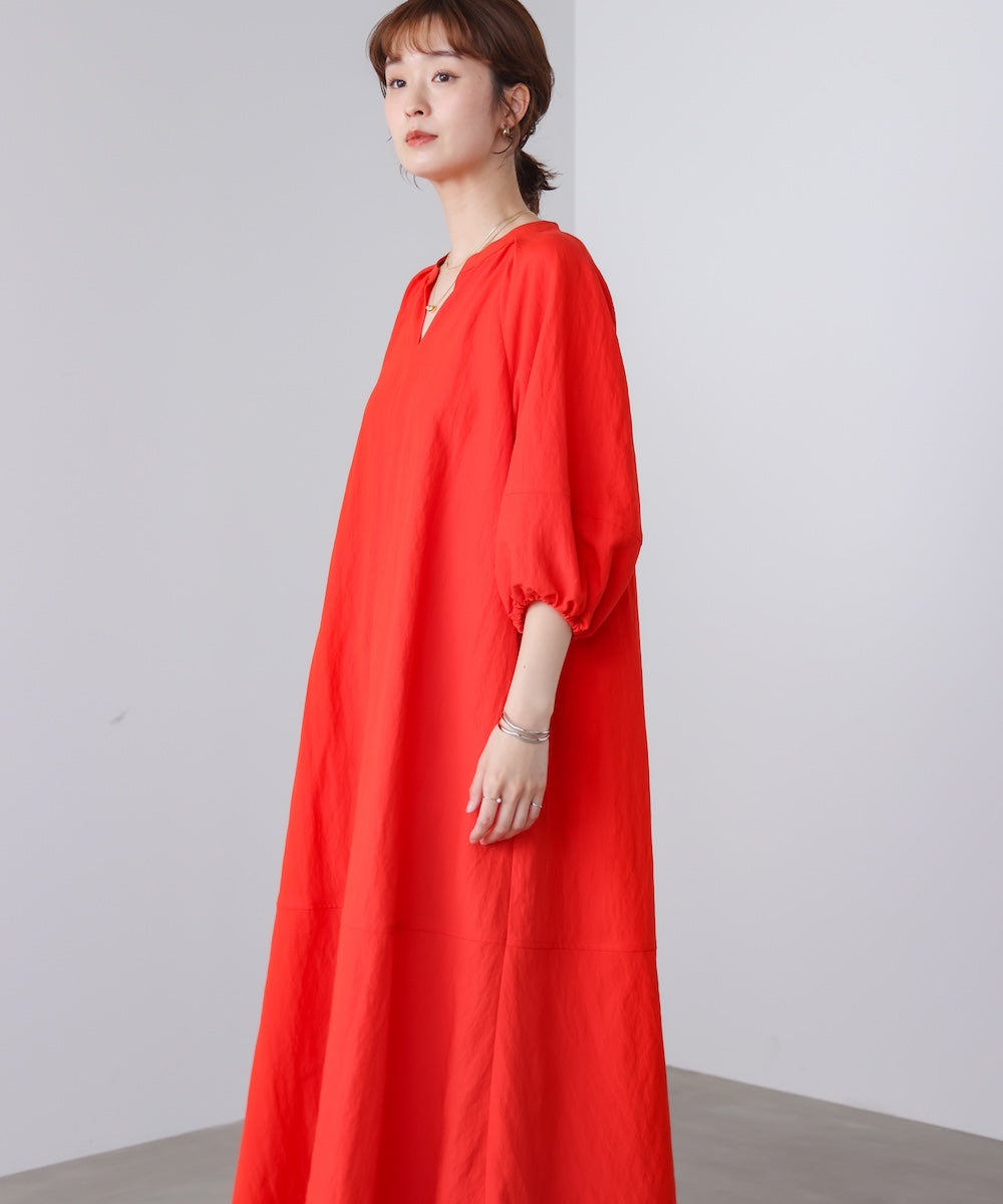 ナイロン混袖ボリュームワンピース［4/10発送予定］