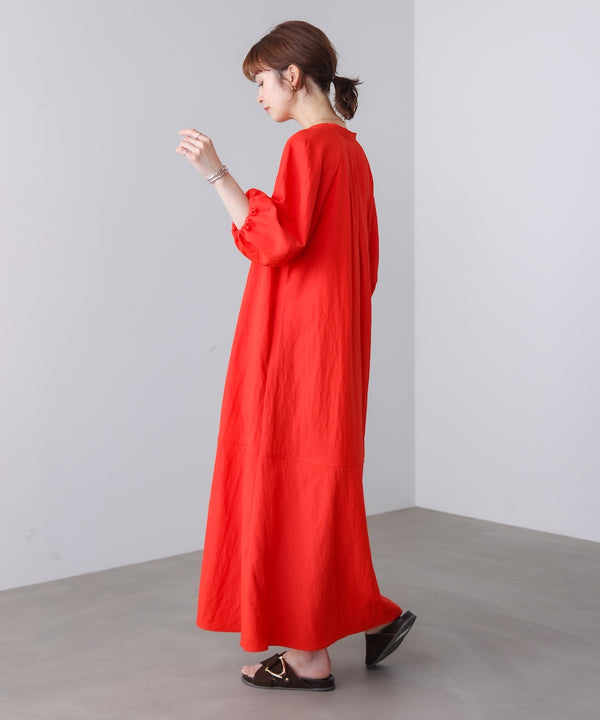 ナイロン混袖ボリュームワンピース［4/10発送予定］