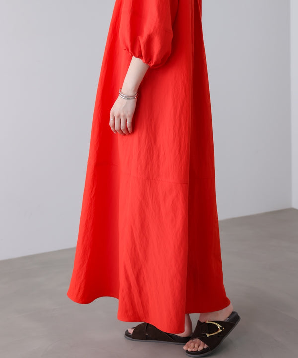 ナイロン混袖ボリュームワンピース［4/10発送予定］