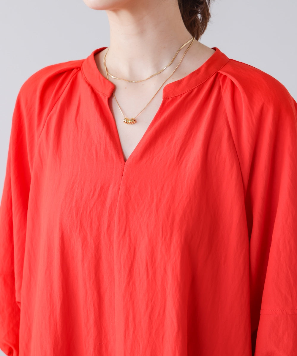 ナイロン混袖ボリュームワンピース［4/10発送予定］