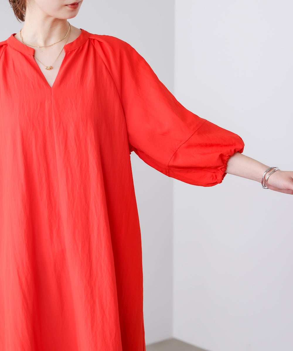 ナイロン混袖ボリュームワンピース［4/10発送予定］