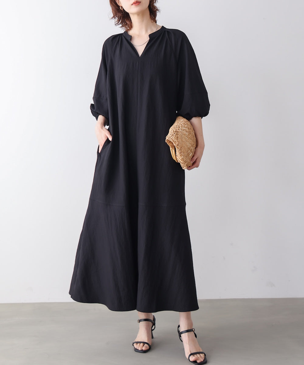 ナイロン混袖ボリュームワンピース［4/10発送予定］