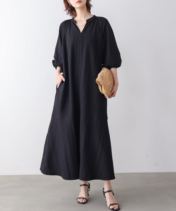 ナイロン混袖ボリュームワンピース［4/10発送予定］