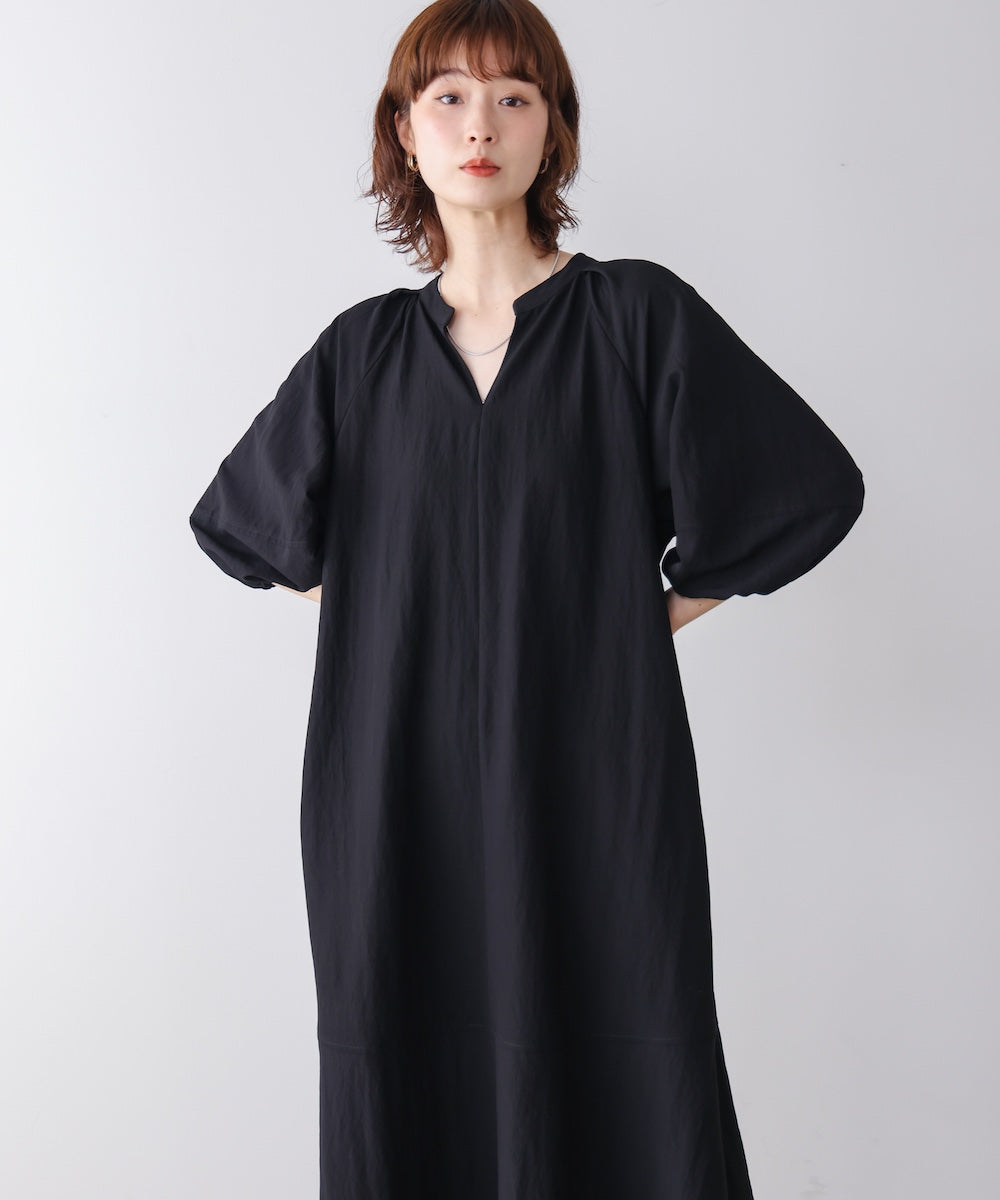 ナイロン混袖ボリュームワンピース［4/10発送予定］