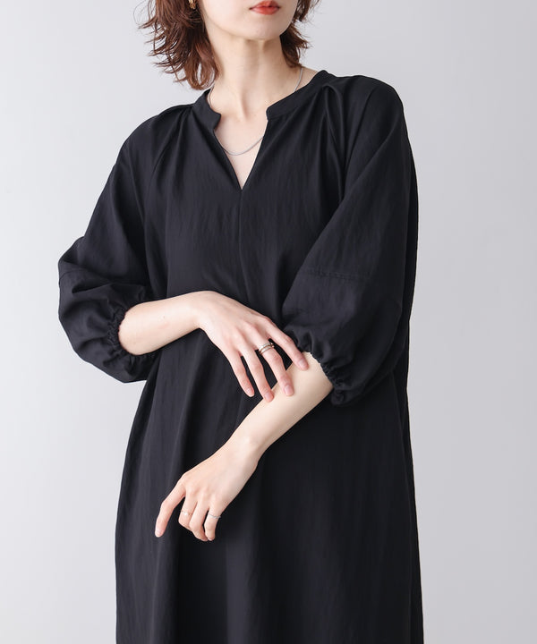 ナイロン混袖ボリュームワンピース［4/10発送予定］