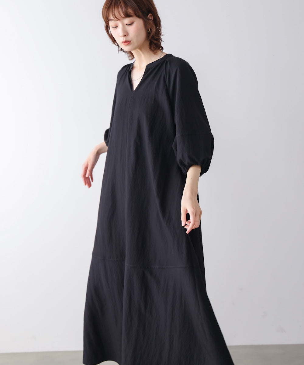 ナイロン混袖ボリュームワンピース［4/10発送予定］