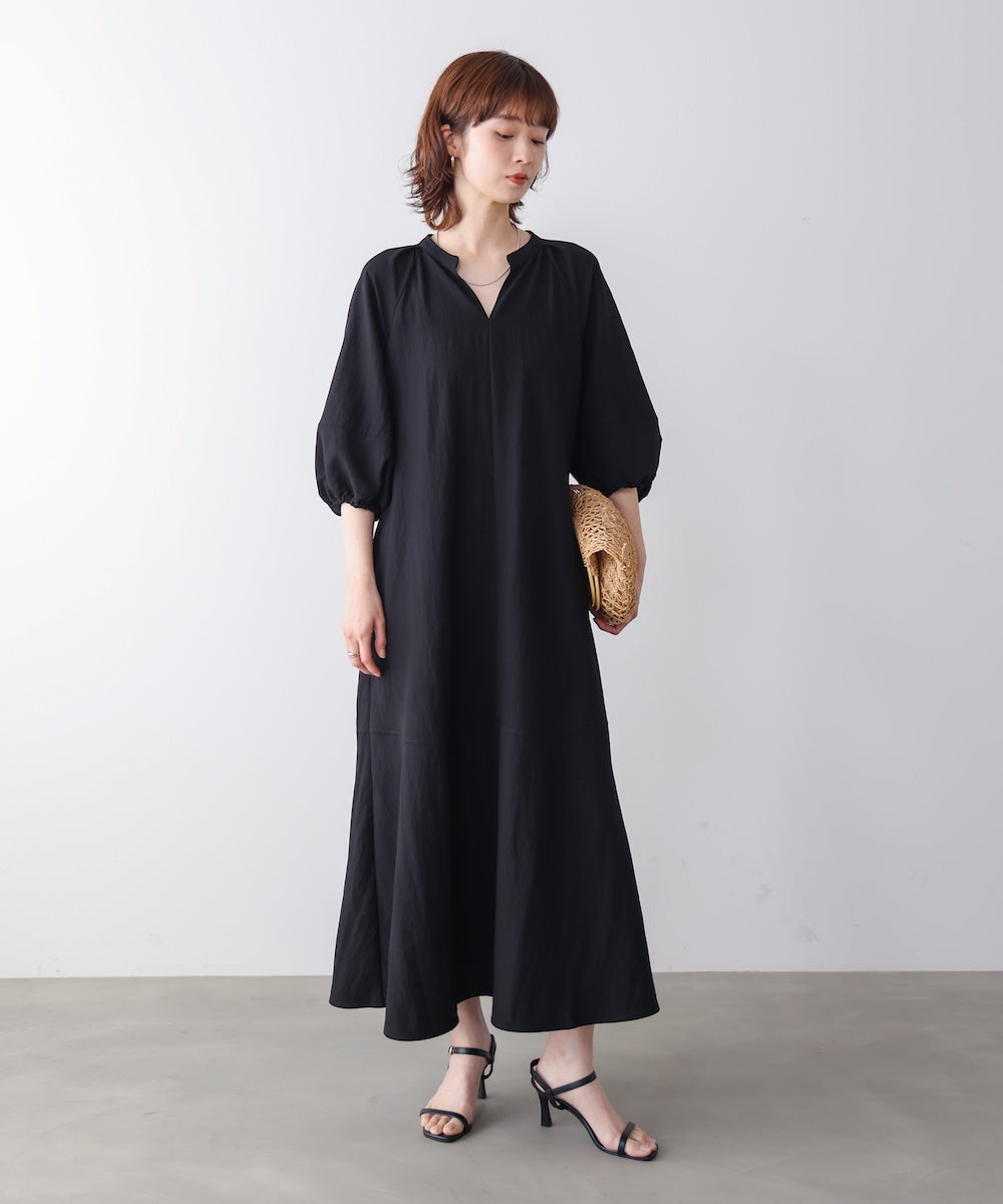 ナイロン混袖ボリュームワンピース［4/10発送予定］