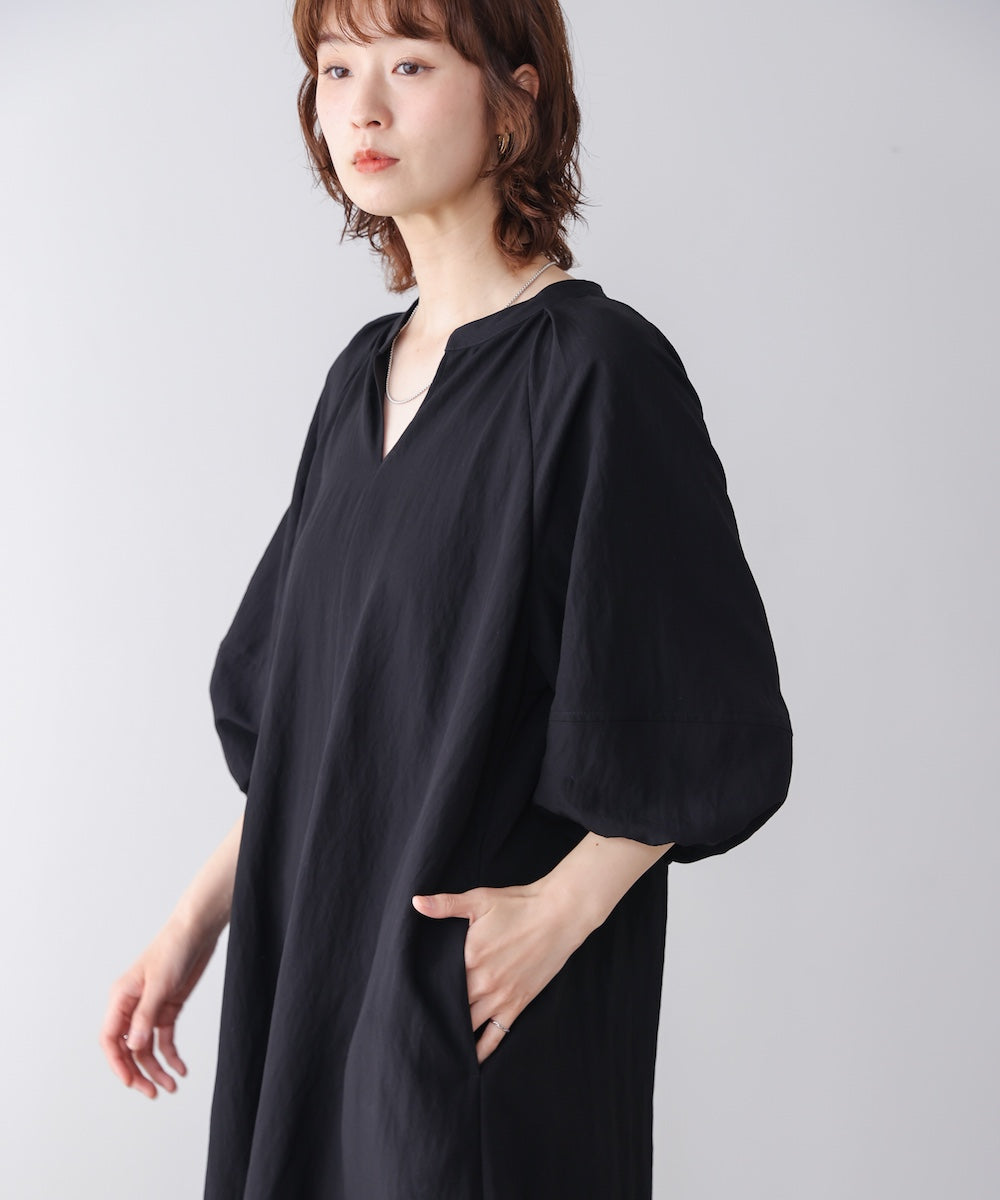 ナイロン混袖ボリュームワンピース［4/10発送予定］