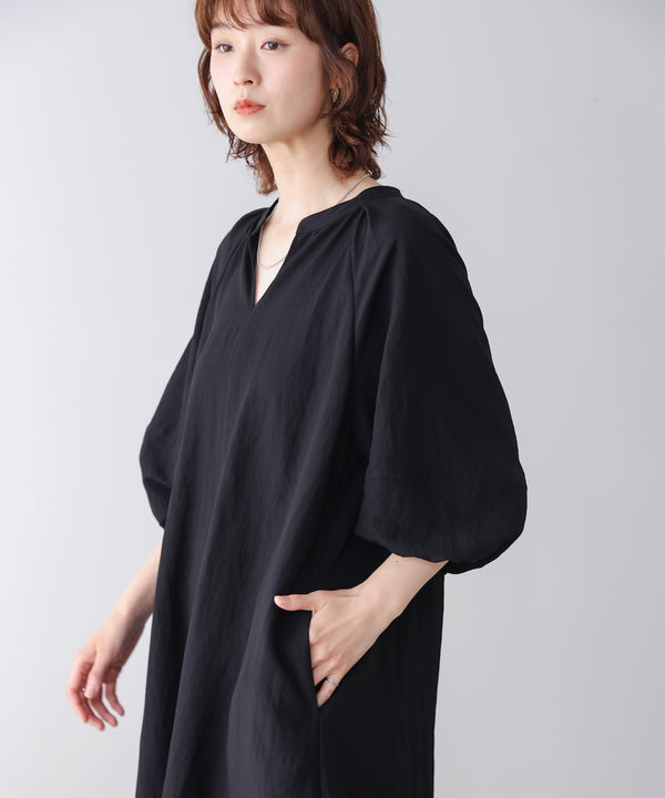 ナイロン混袖ボリュームワンピース［4/10発送予定］