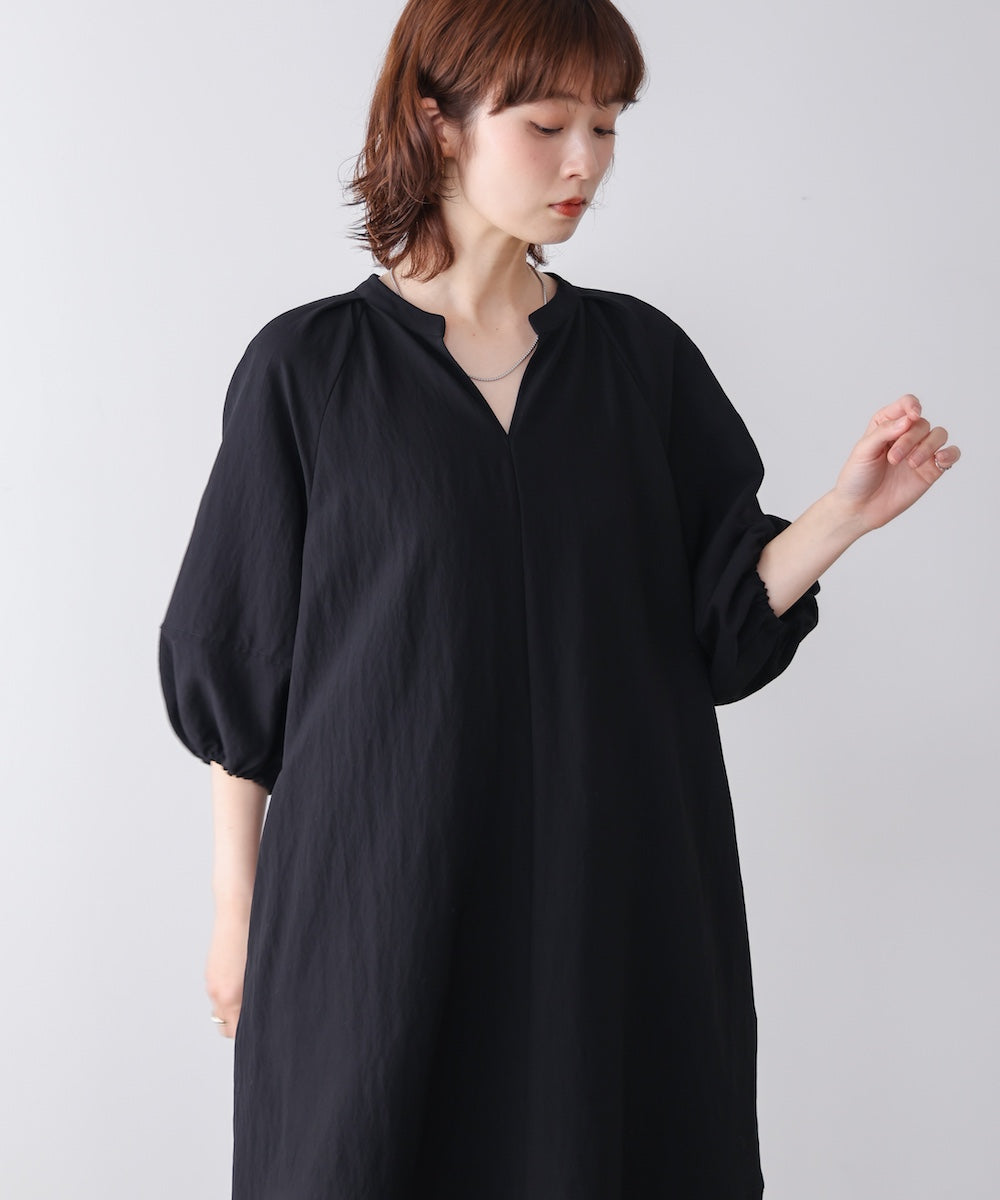 ナイロン混袖ボリュームワンピース［4/10発送予定］