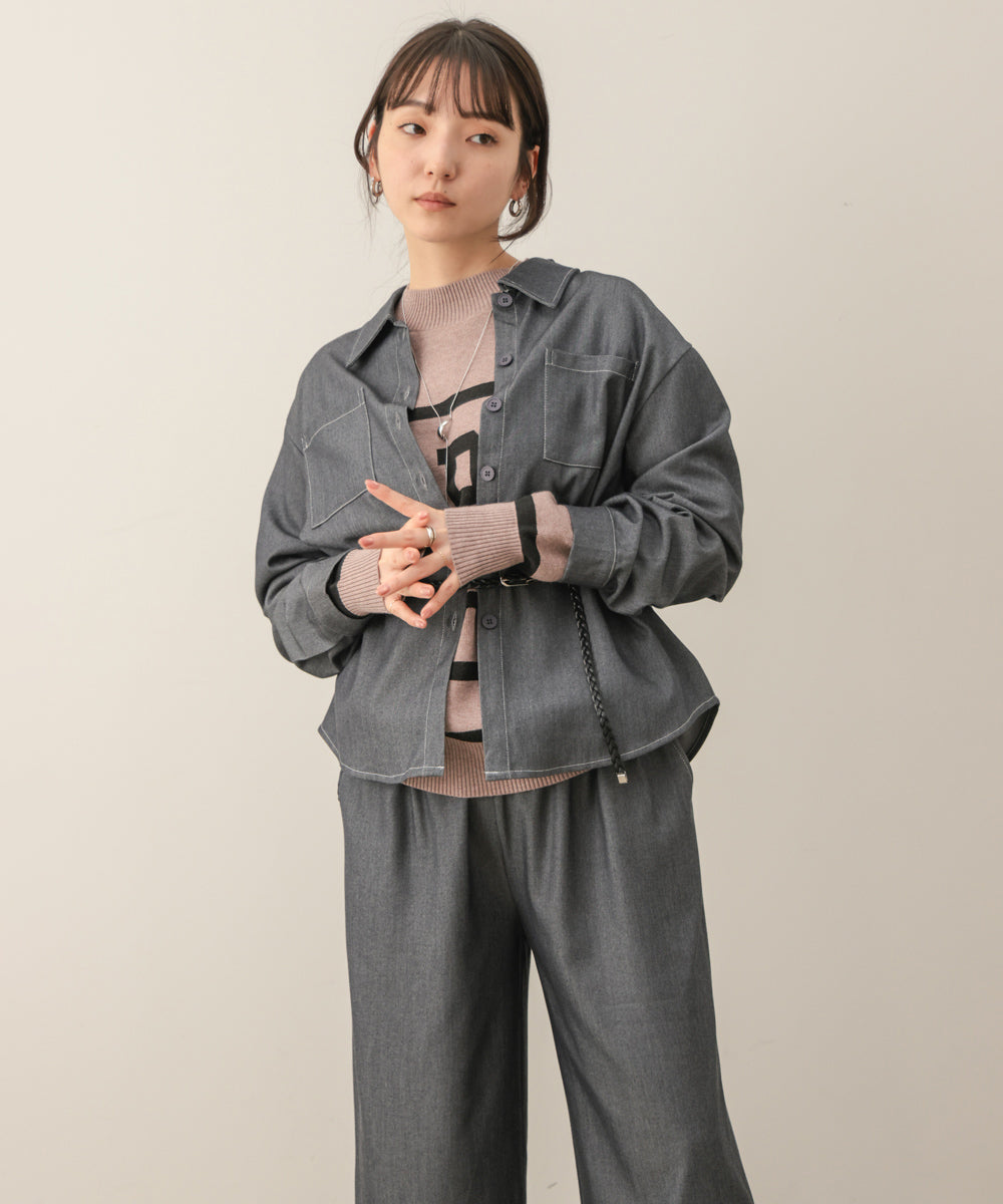 デニム調シャツセットアップ［10/30発送予定］